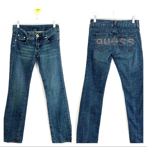 GUESS Vintage Embellished Jeans Size 27 - Picture 1 of 16